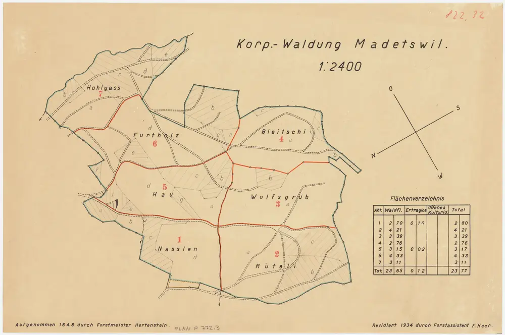 Russikon: Genossenschaftswaldung Madetswil: Hohlgass, Furtholz, Hau, Nasslen, Bleitschi, Wolfsgrub, Rüteli; Grundriss