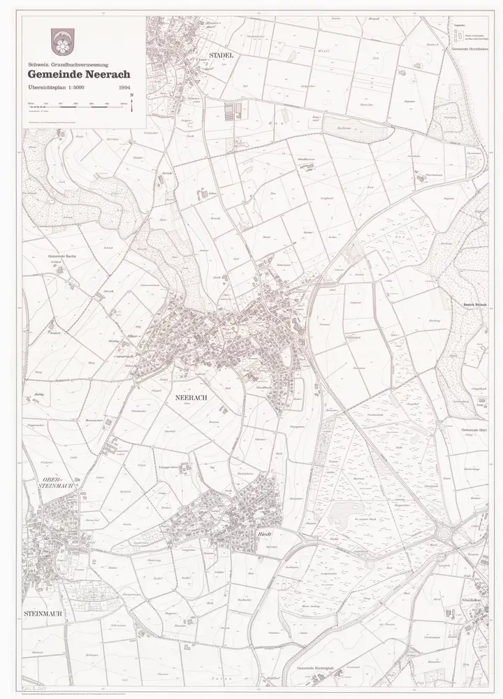 Neerach: Gemeinde; Übersichtsplan (Schweizerische Grundbuchvermessung)