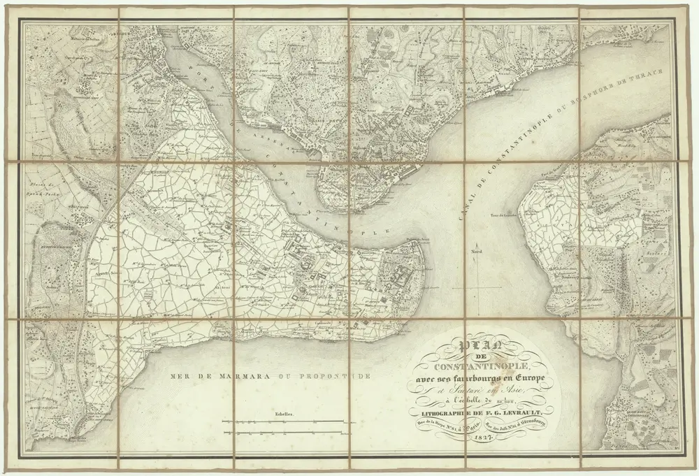 Plan de Constantinople, avec ses faubourgs en Europe et Scutari en Asie