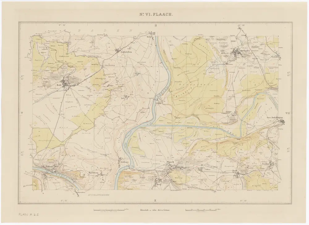 Topographische Karte des Kantons Zürich (Wild-Karte): Blatt VI: Flaach