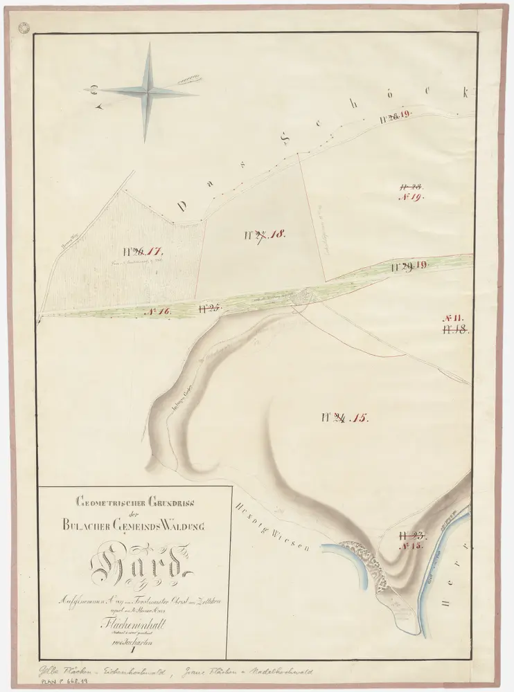 Bülach, Bachenbülach, Hochfelden: Gemeindewaldungen Bülach und Bachenbülach: Bülach: Hard; Grundriss (Blatt I)