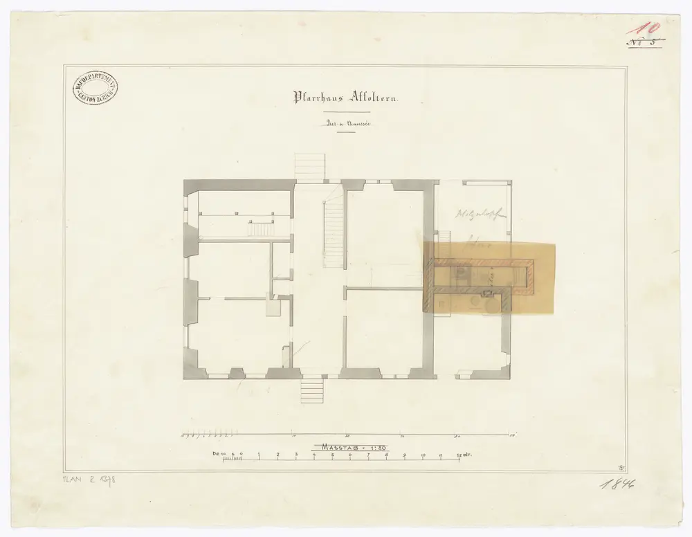 Affoltern bei Zürich: Pfarrhaus: Erdgeschoss; Grundriss (Nr. 10)