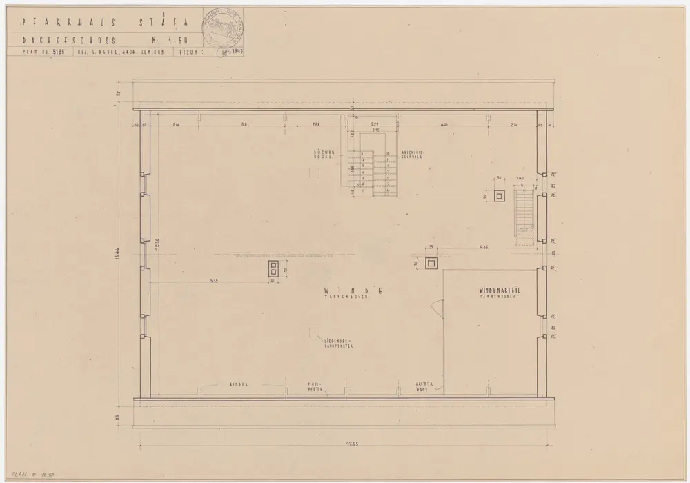 Stäfa: Pfarrhaus, Dachgeschoss; Grundriss