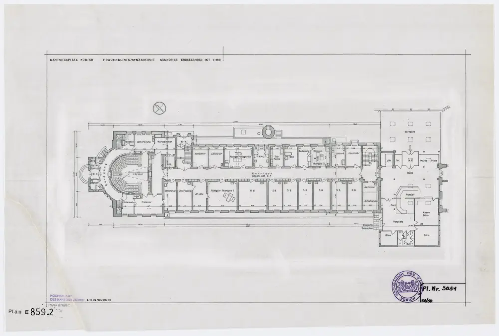 Zürich: Kantonsspital, Frauenklinik, Gynäkologische Abteilung; Grundrisse: Erdgeschoss