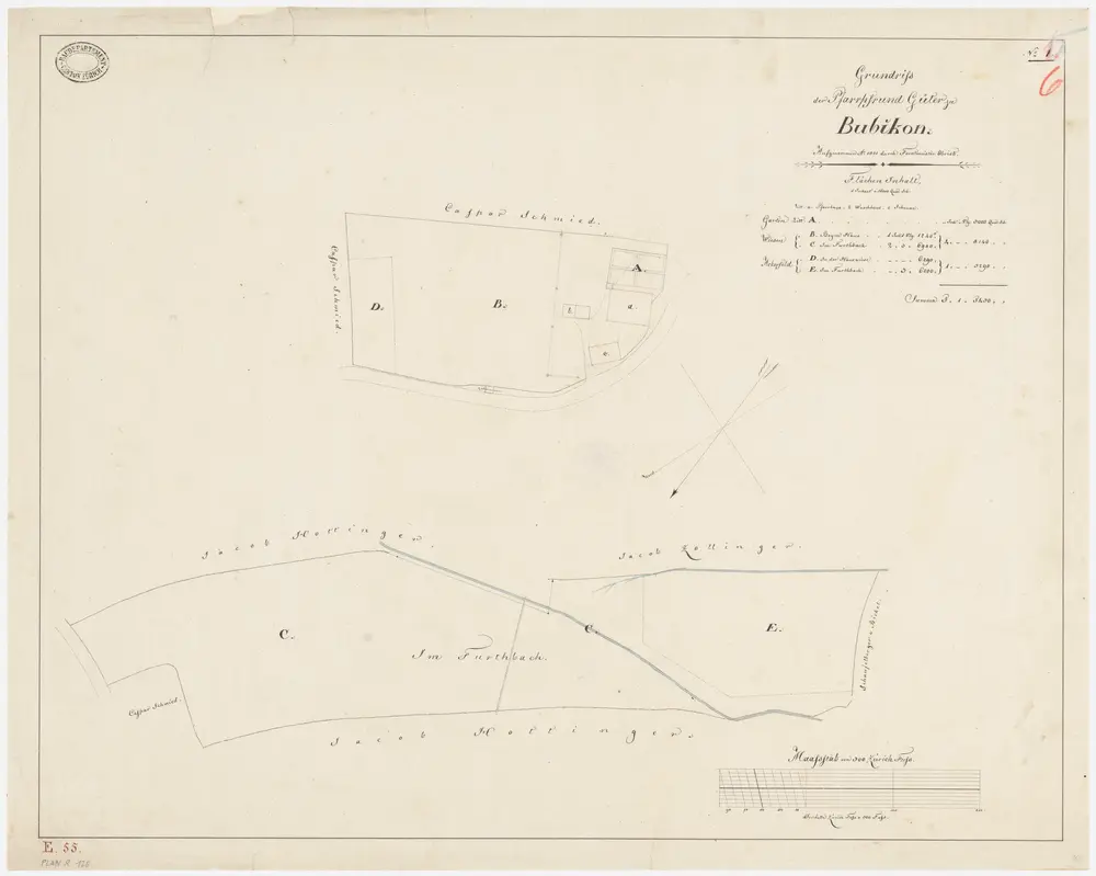 Bubikon: Pfrundgüter beim Pfarrhaus und beim Furtbach; Grundrisse (Nr. 6)