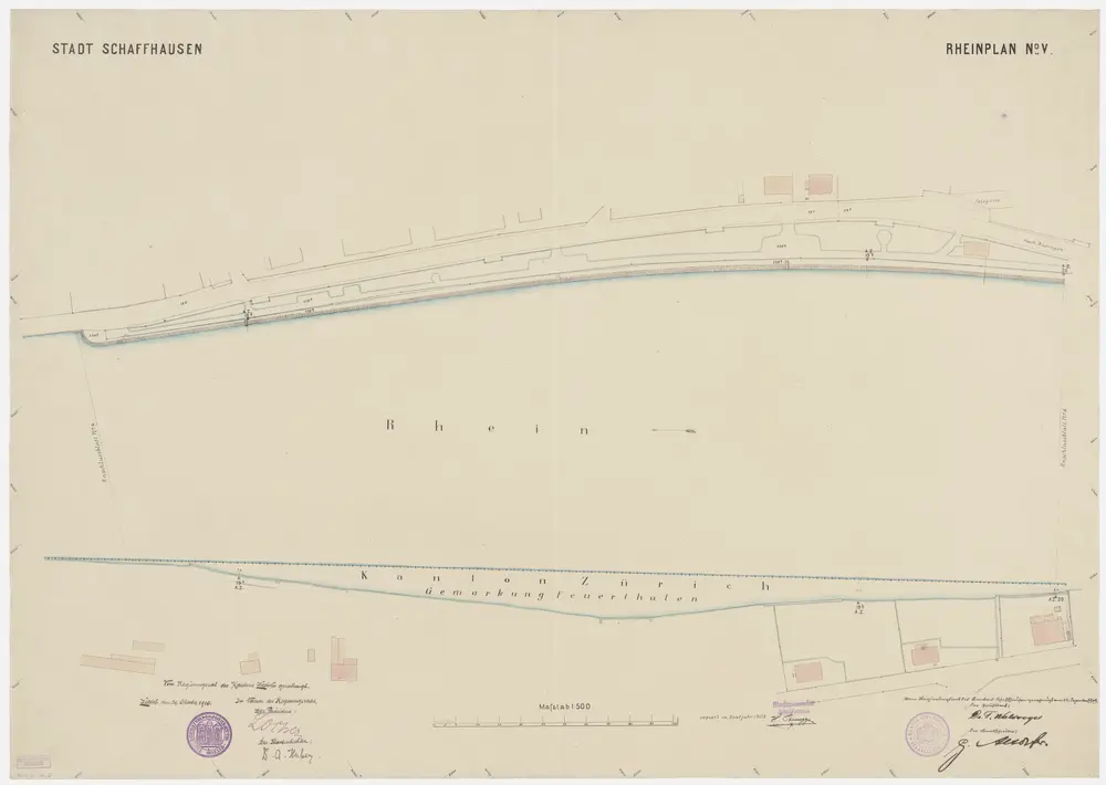 Grenze zwischen den Kantonen Zürich und Schaffhausen beim Rhein von Neuhausen SH bis Büsingen (Deutschland): Grundriss (Nr. 5, Punkte 19 a - 20)