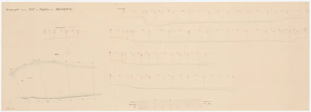Adliswil: Sihl im Tiefacker; Querprofile, Situationsplan und Längsprofil