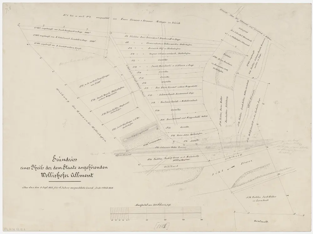 Wollishofen: Ein Teil der dem Kanton Zürich gehörenden Allmend; Grundriss