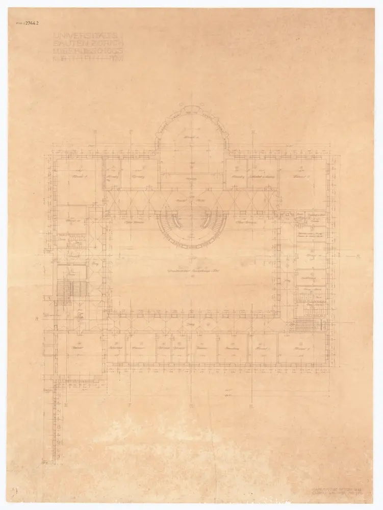Universität Zürich, Hauptgebäude: Grundrisse: Erdgeschoss; Grundriss