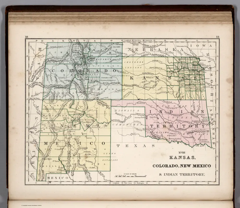 Map No. XVIII. Kansas, Colorado, New Mexico & Indian Territory