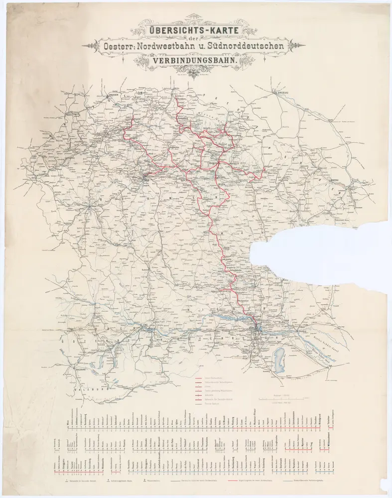 Übersichts-Karte der Oesterr. Nordwestbahn u. Südnorddeutschen Verbindungsbahn
