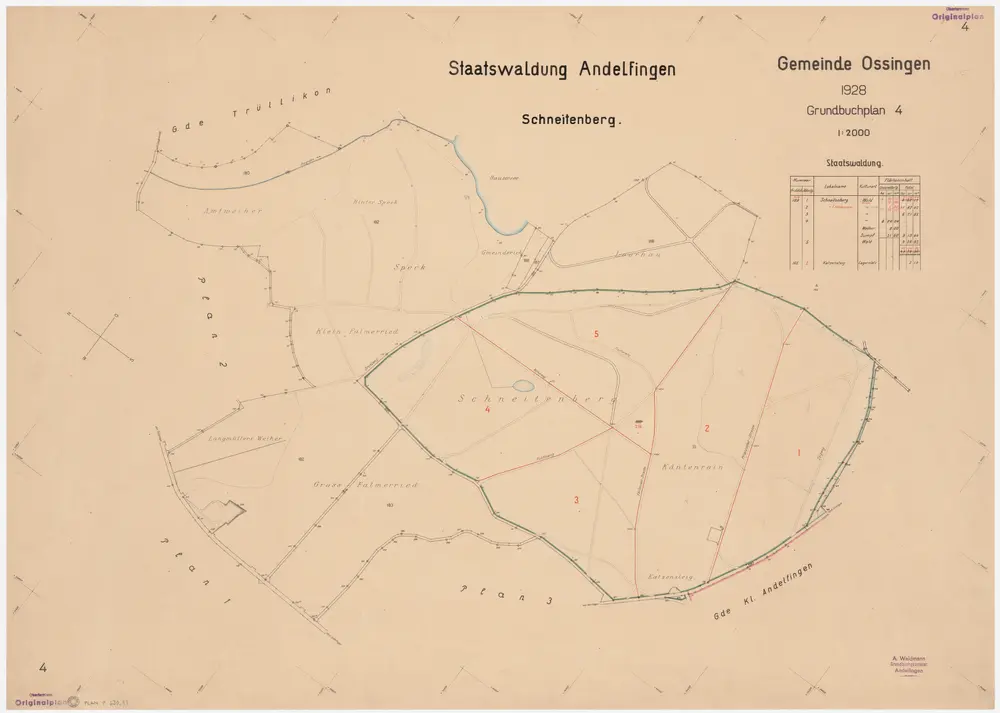 Ossingen: Staatswaldung: Schneitenberg, Käntenrain, Katzensteig; Grundriss