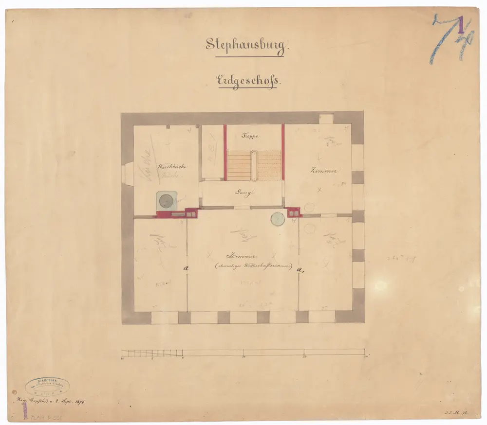 Irrenanstalt Burghölzli, Stephansburg: Erdgeschoss; Grundriss