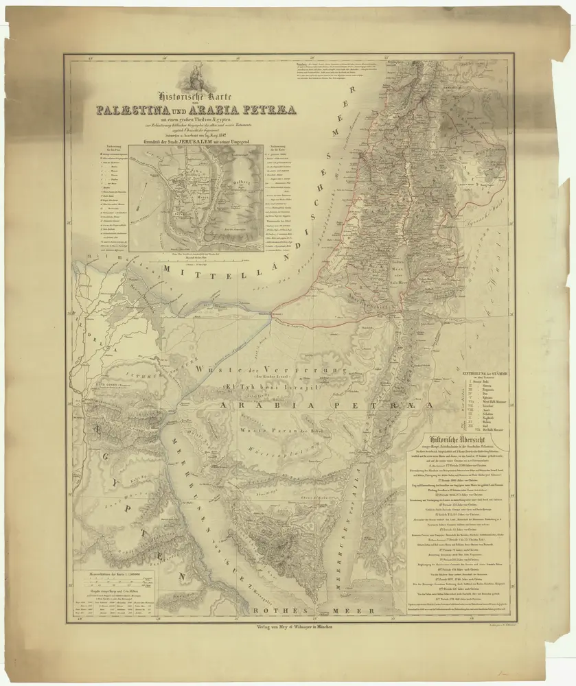 Historische Karte von Palestinae und Arabia Petraea mit einen grossen Theil von AEgypten