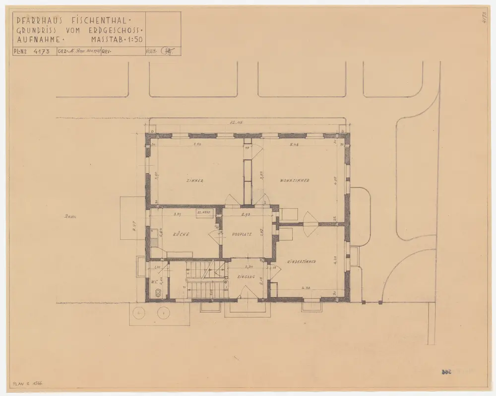 Fischenthal: Pfarrhaus, Erdgeschoss; Grundriss