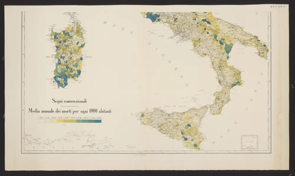 Mortalità per infezione malarica in ciascun comune del Regno d'Italia nei tre anni 1890-91-92