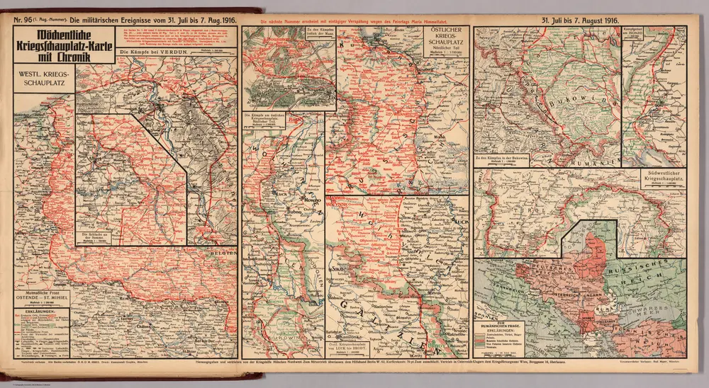 World War I Map (German), Nr. 96. Military Events ... to August 7, 1916.