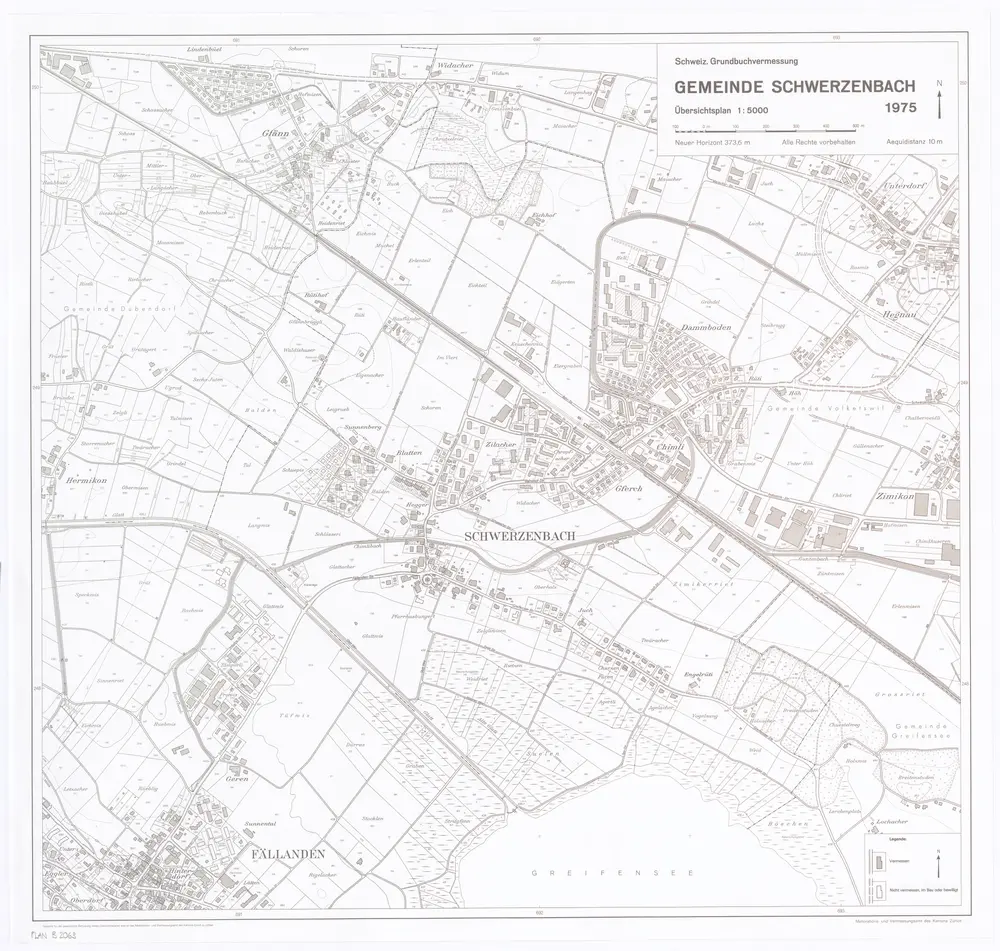 Schwerzenbach: Gemeinde; Übersichtsplan (Schweizerische Grundbuchvermessung)