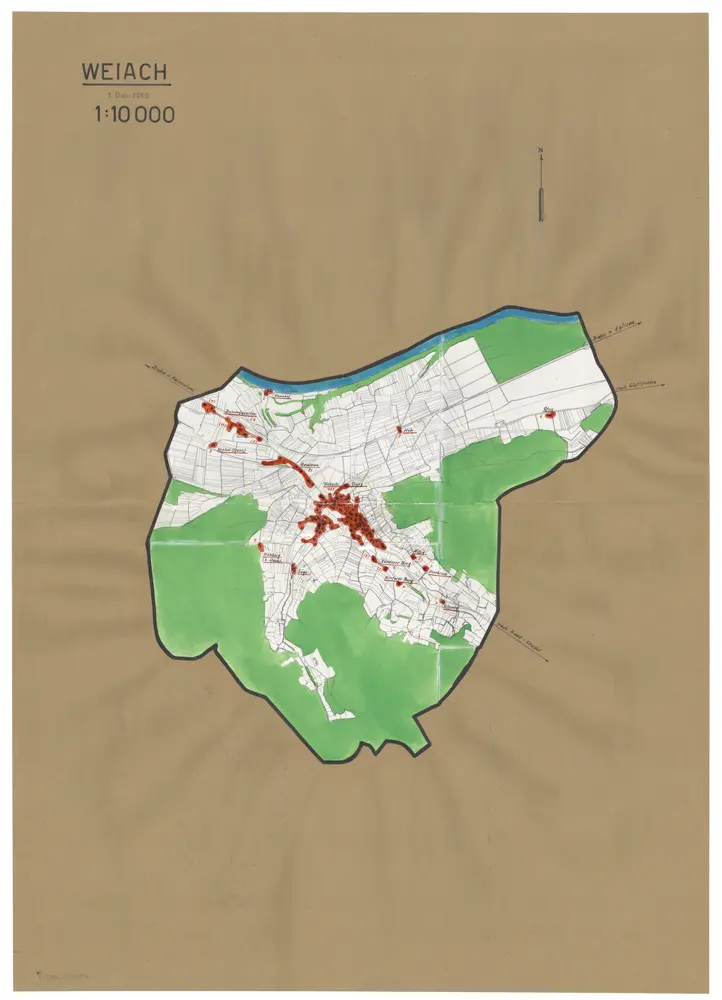 Weiach: Definition der Siedlungen für die eidgenössische Volkszählung am 01.12.1950; Siedlungskarte