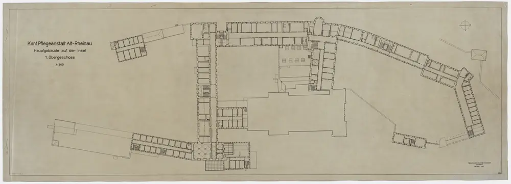Heil- und Pflegeanstalt Alt-Rheinau: Hauptgebäude auf der Insel; Grundrisse: 1. Stock