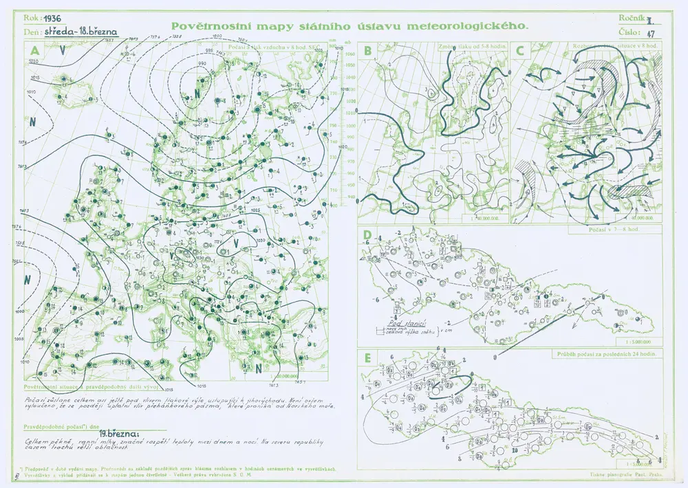 Povětrnostní mapy Státního ústavu meteorologického