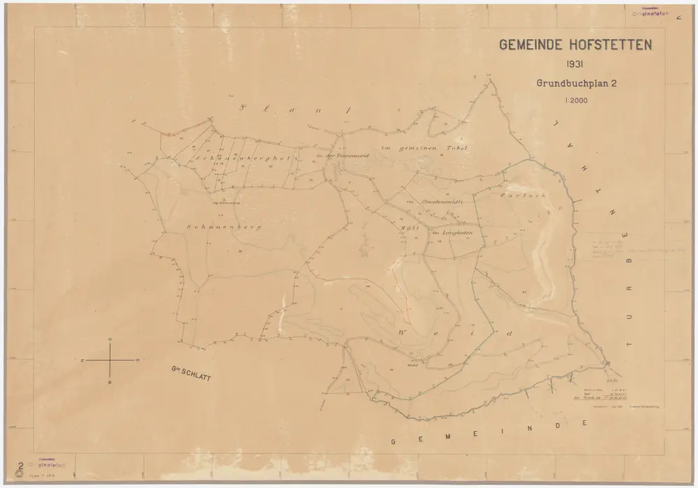 Hofstetten: Gemeindewaldungen Im gmeinen Tobel, Studenweidli, Farloch, Langboden, Weid, Schauenberg, In der Tannenweid; Grundriss