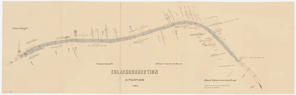 Oberwinterthur: Von Hegi bis Oberwinterthur, Eulachkorrektion; Situationsplan