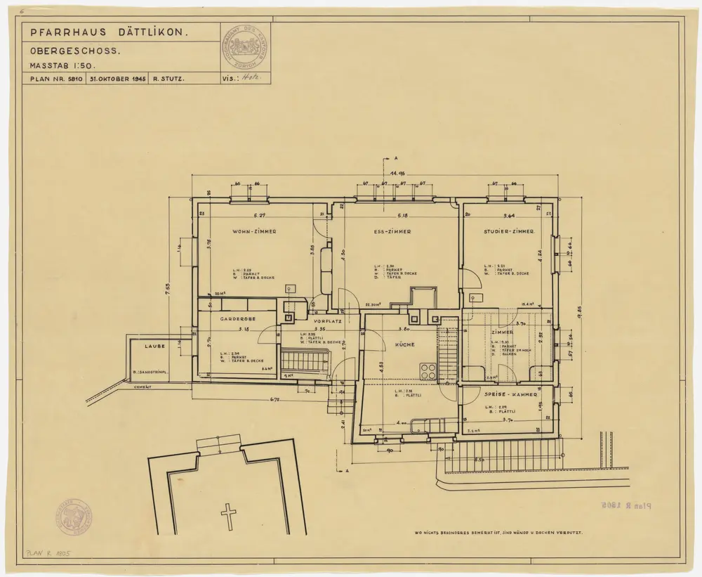 Dättlikon: Pfarrhaus, 1. Stock; Grundriss