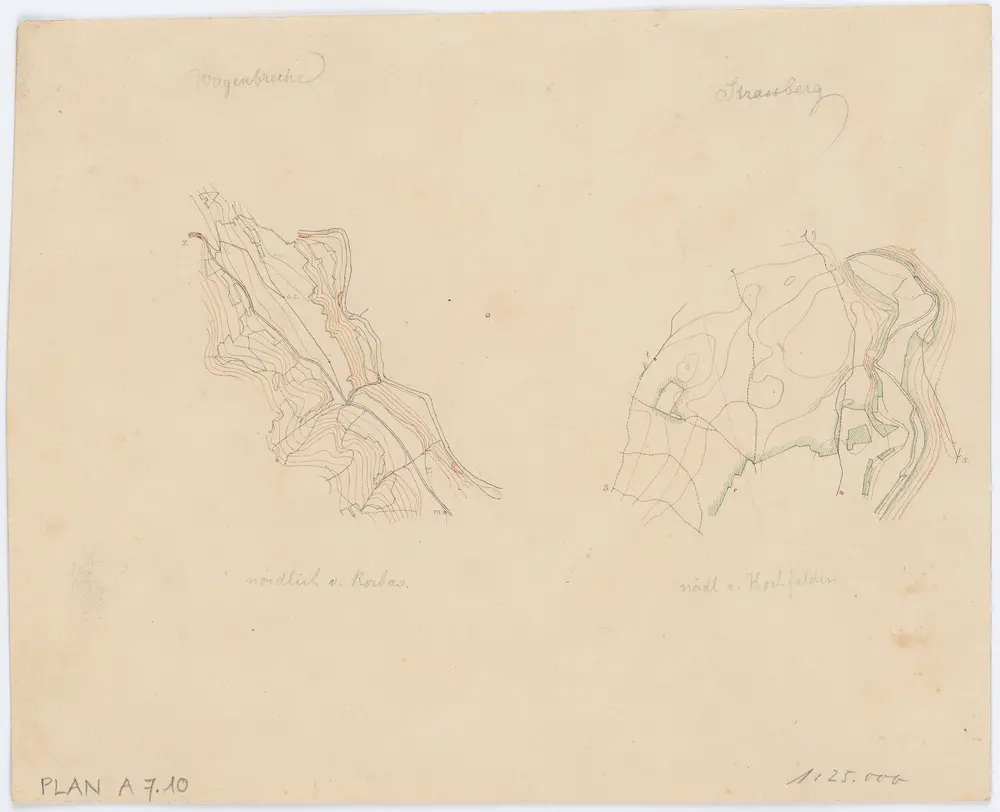 Vorlagen für die Topographische Karte des Kantons Zürich (Wild-Karte): Bezirk Bülach: Ortspläne: Strassberg, Wagenbreche