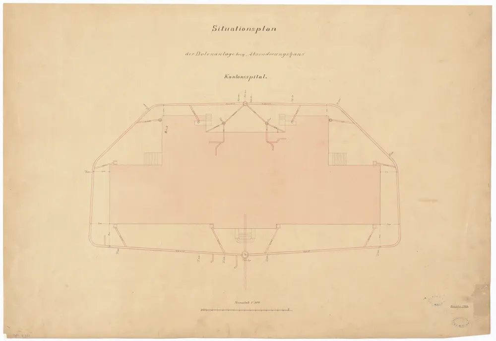 Kantonsspital Zürich, Absonderungshaus, Oberstrass: Dolenanlage; Situationsplan