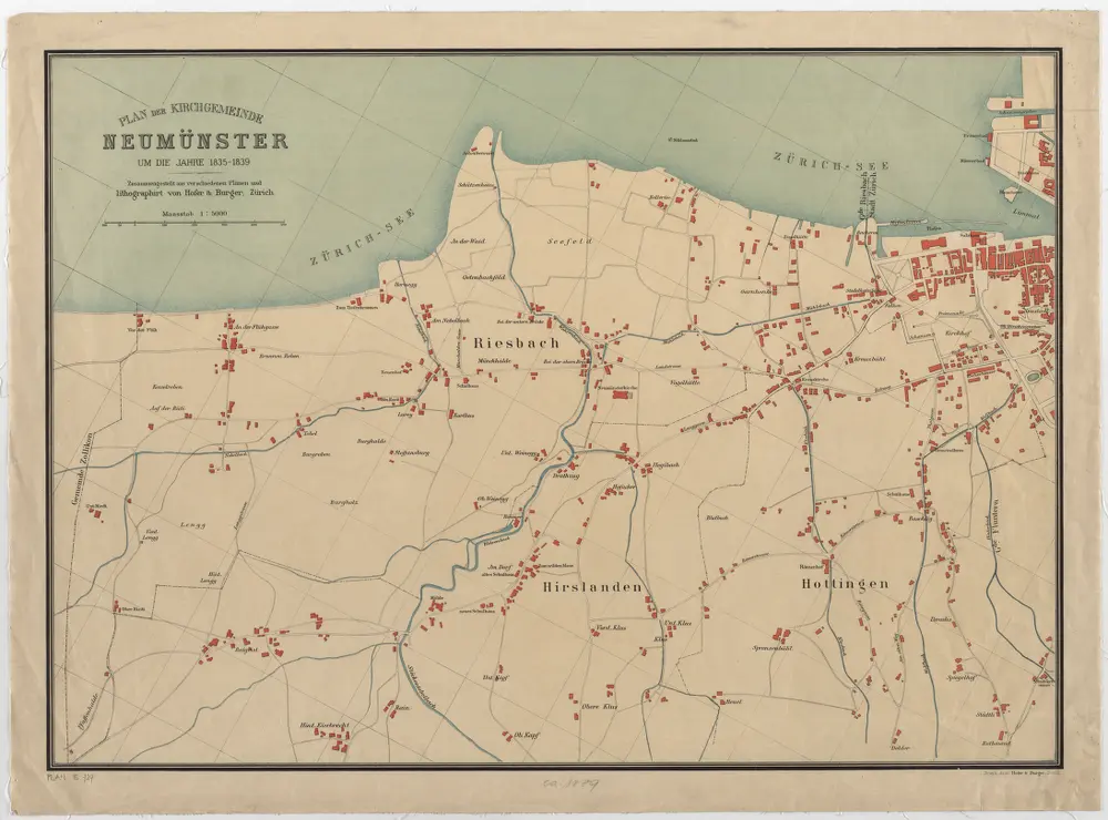 Zürich: Kirchgemeinde Neumünster um die Jahre 1835-1839; Übersichtsplan