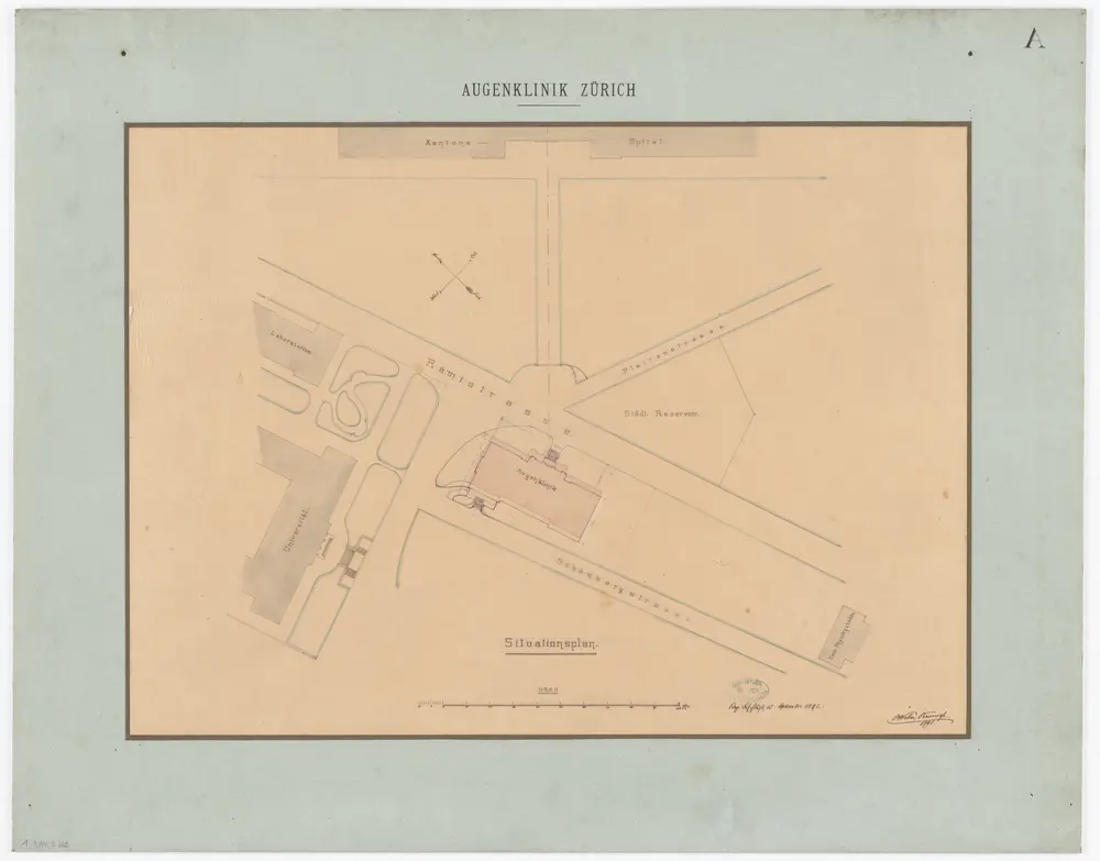 Projektierte Augenklinik, Rämistrasse 73: Situationsplan