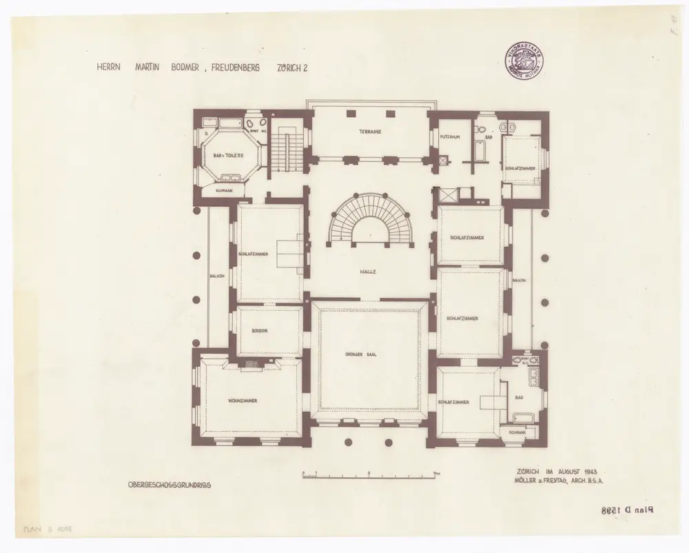 Freudenberg, Villa von Martin Bodmer: Obergeschoss; Grundriss