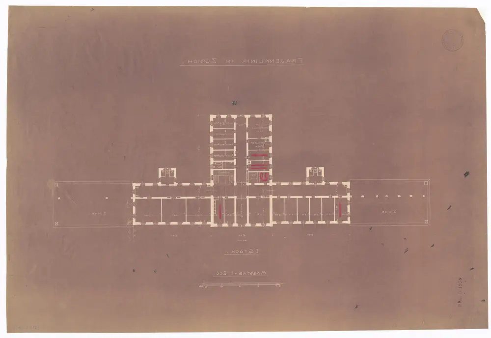 Kantonale Frauenklinik: 1. Stock; Grundriss