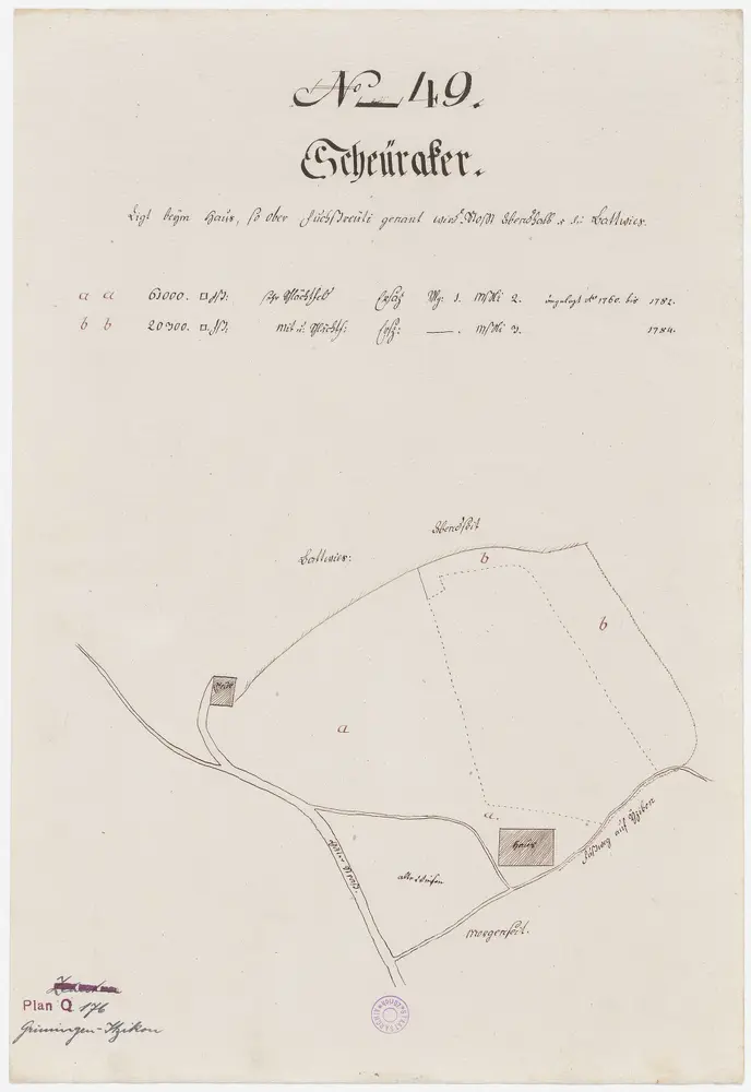 Grüningen-Itzikon, Nr. 49: Zehntengut Scheueracker, zwischen Itzikon und Fuchsrüti gelegen; Grundriss