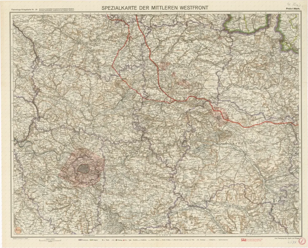 Flemings Spezialkarte der mittleren Westfront