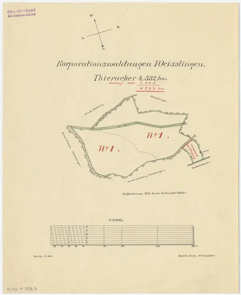 Weisslingen: Gemeindewaldung bzw. Genossenschaftswaldung: Genossenschaftswaldung Tieracher (Thieracker); Grundriss