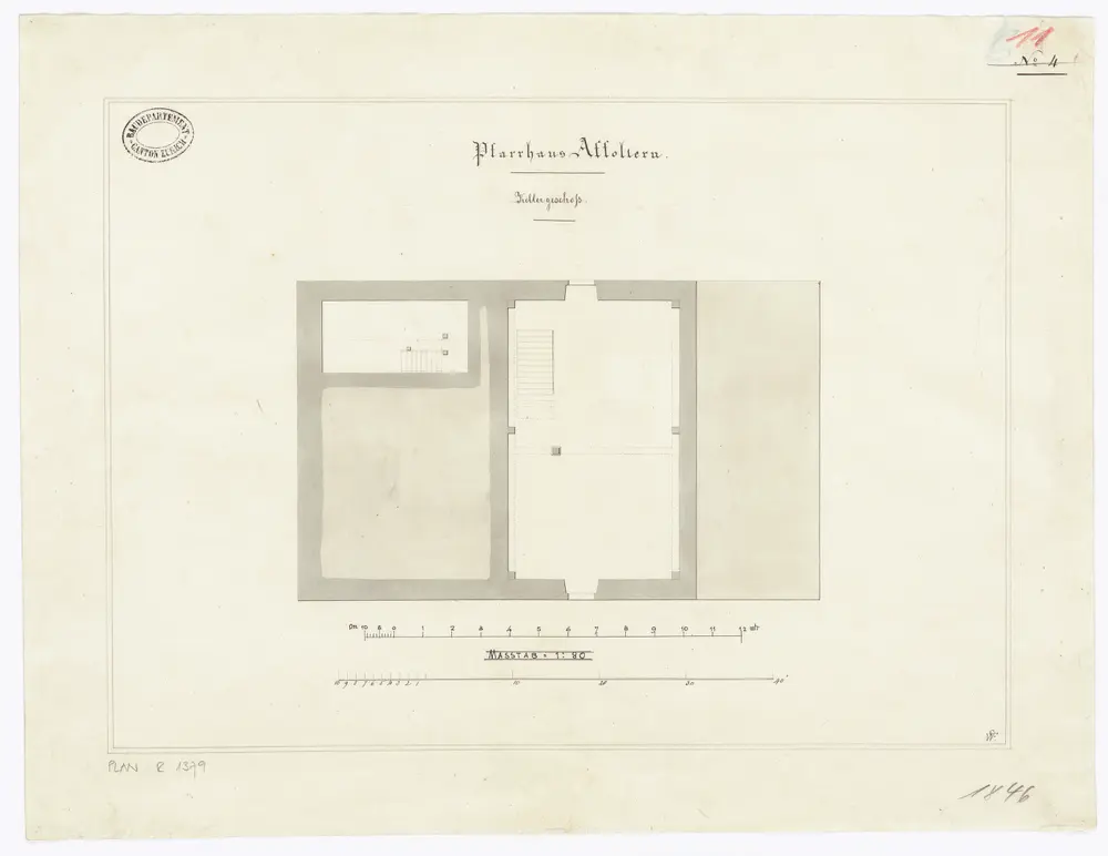 Affoltern bei Zürich: Pfarrhaus, Keller; Grundriss (Nr. 11)