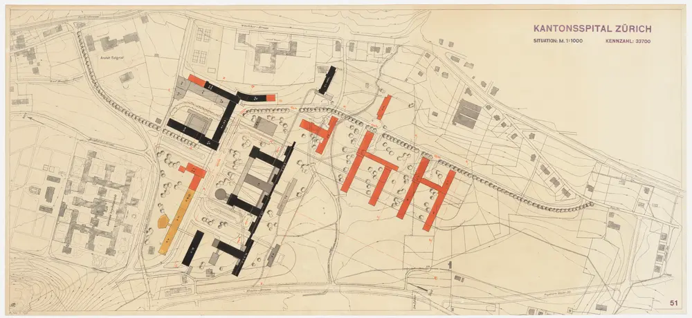 Zürich: Kantonsspital auf dem Burghölzliareal; Projekt 33700; Situationsplan