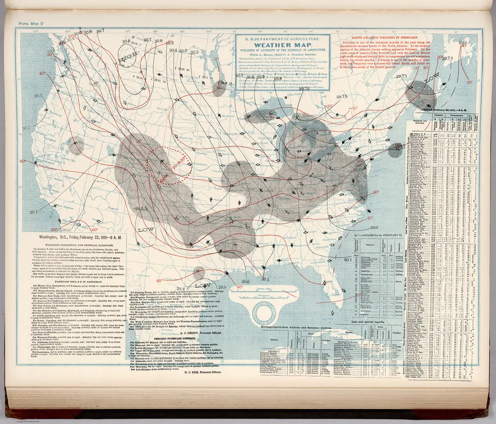 (United States) Weather Map.  February 22, 1901.