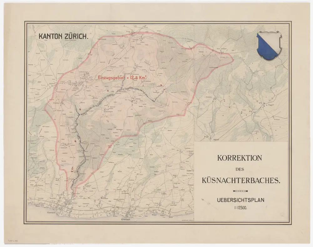 Küsnacht, Egg, Erlenbach, Maur, Zumikon: Dorfbach mit Zuflüssen, Küsnachterbachkorrektion; Übersichtsplan