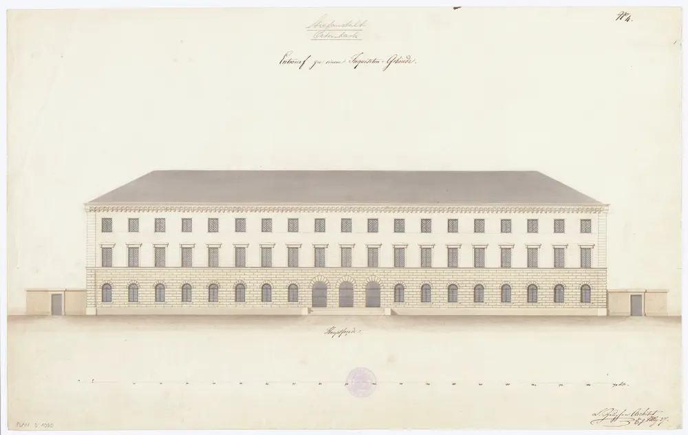 Kantonale Strafanstalt Oetenbach: Projektiertes Inquisitenhaus; Vorderfassade