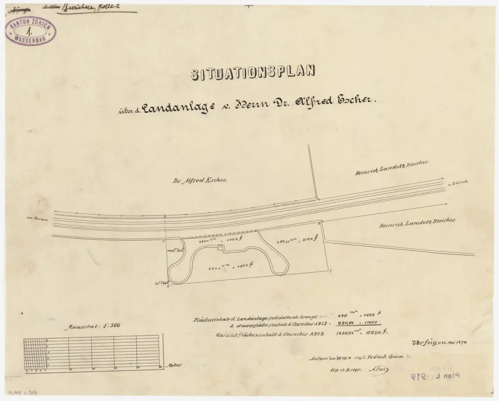 Zürich: Wollishofen, Landanlage von Dr. A. Escher; Situationsplan