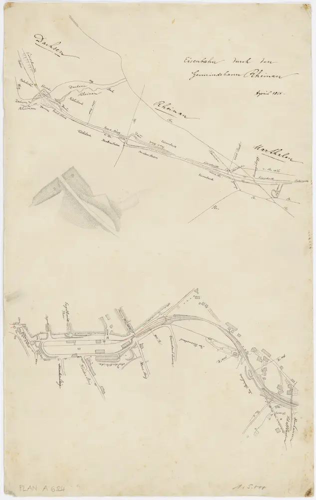 Vorlagen für die Topographische Karte des Kantons Zürich (Wild-Karte): Bezirk Andelfingen: Eisenbahnpläne: Dachsen bis Marthalen und Schaffhausen