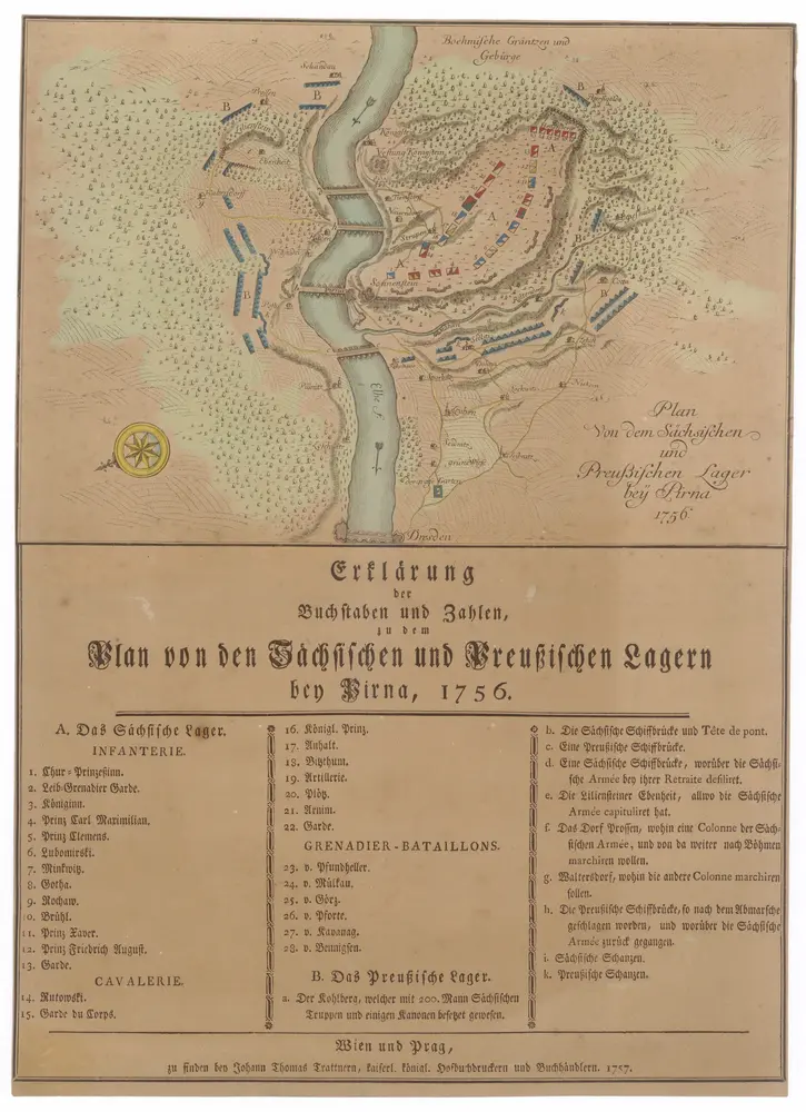 Plan von dem sächsischen und preußischen Lager bey Pirna 1756