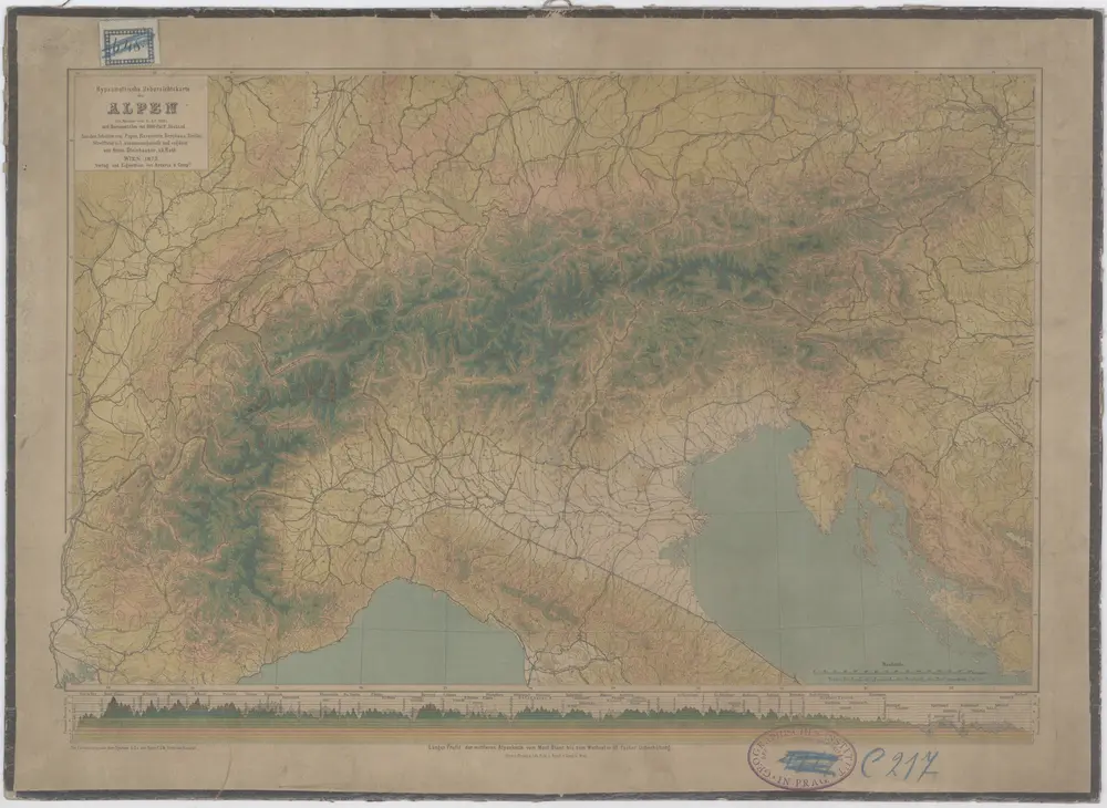 Hypsometrische Uebersichtskarte der Alpen