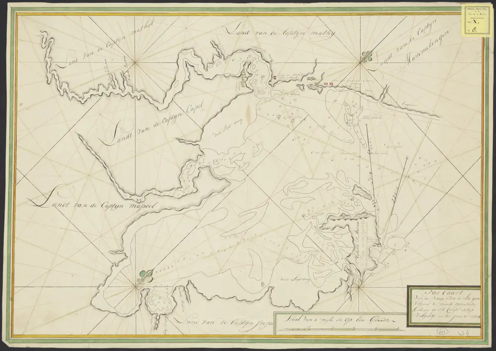 Pas caart van de Baaij Rio de la Goa volgens de nieuste opservatie gedaan op S.E. Comps. schip Welgelege in het jaar A° 1772.