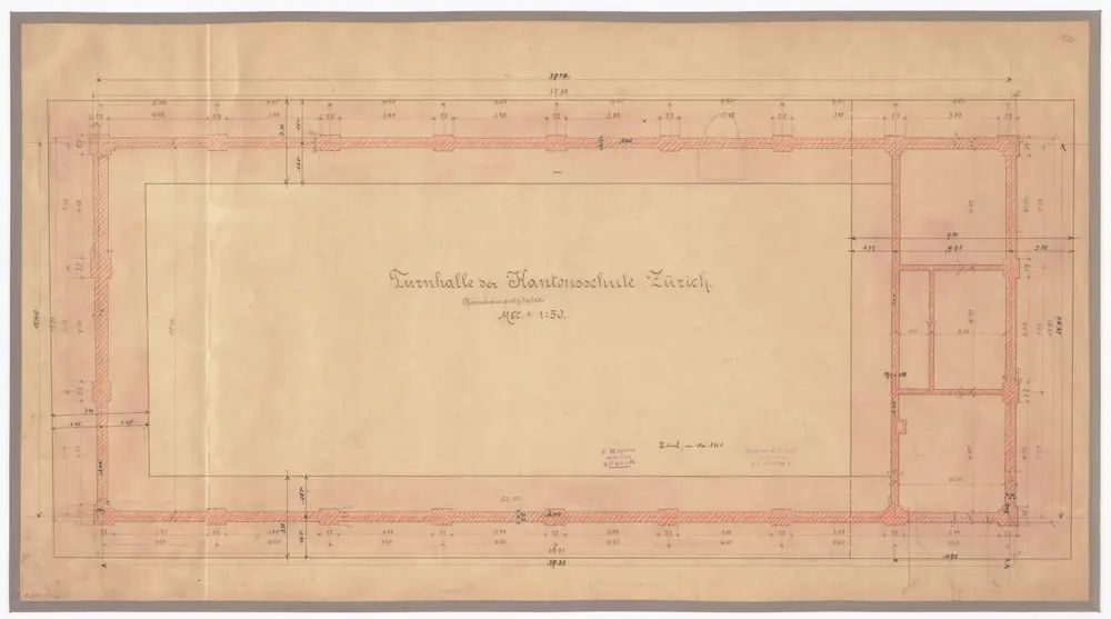 Kantonsschule, projektierte Turnhalle: Fundamentplatte