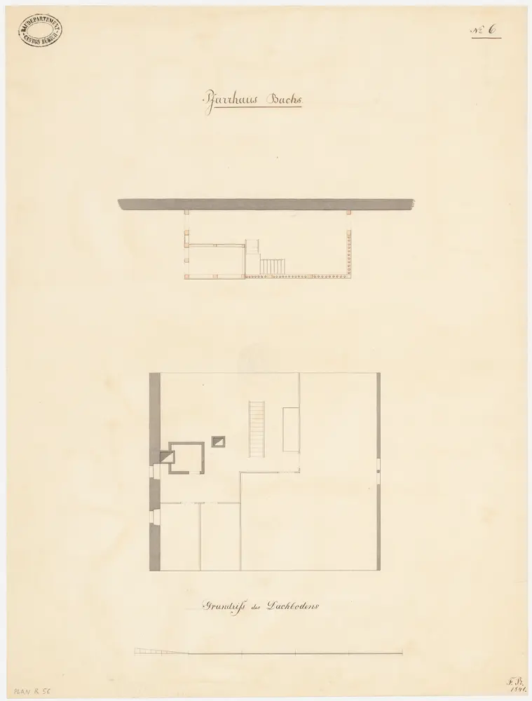 Bachs: Pfarrhaus, Dachgeschoss; Grundriss (Nr. 6)