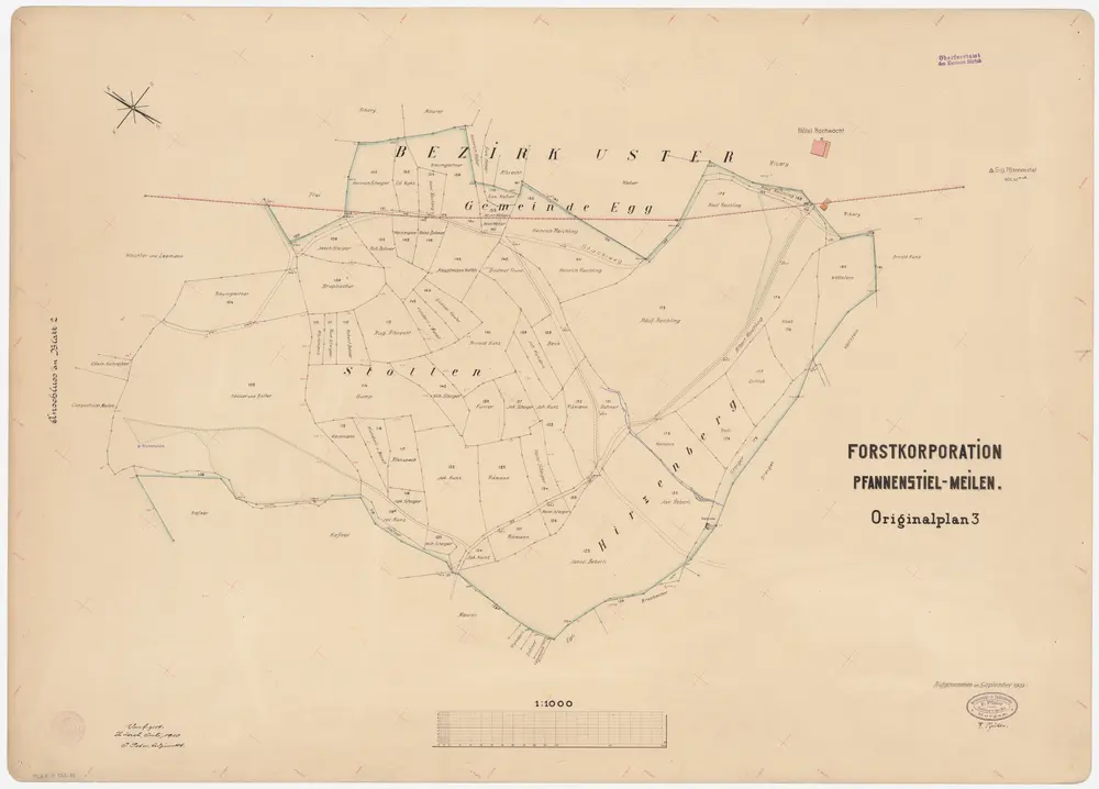Meilen, Egg: Genossenschaftswaldung Pfannenstiel: Stollen, Hirzenberg; Grundriss (Originalplan 3)